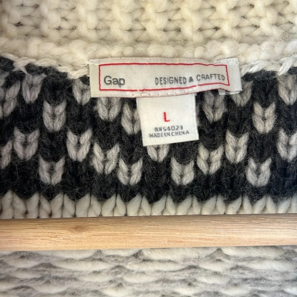 Gap Women’s Sz L Cowichan FairIsle Wool Alpaca Blend Zip Up Sweater Jacket - Picture 5 of 10